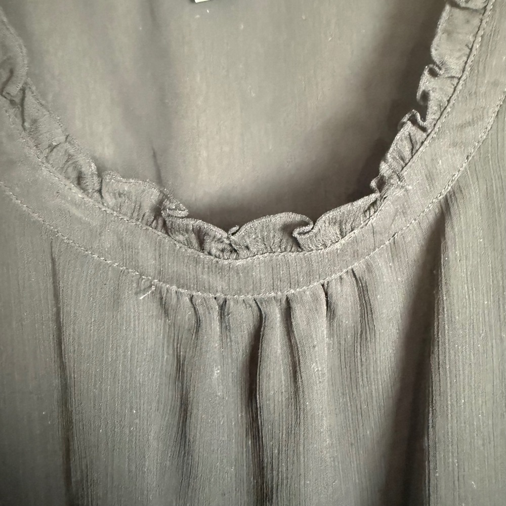 Old Navy Black Sleeveless Sheer Ruffled Hem Blouse XL - Picture 8 of 8